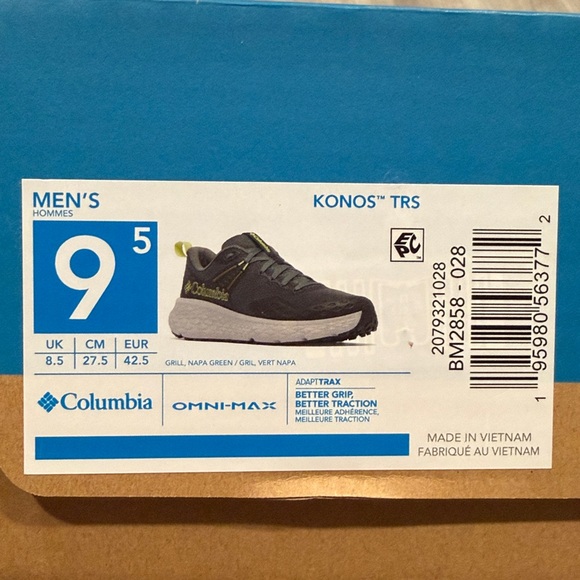 New Columbia Men's Konos™M TRS Trail Running Sneaker Size 9.5 Grill/Napa Green - Picture 2 of 9